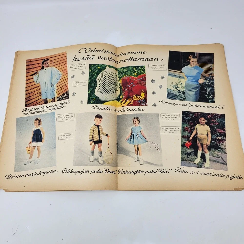 Vintage 1954 Virkkaus- ja neuletyöt Finnish Knitting Crochet‎ Fashion Magazine